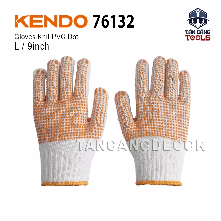 Găng tay làm việc bằng vải chấm cao su size 9 inch (L) Kendo 76132