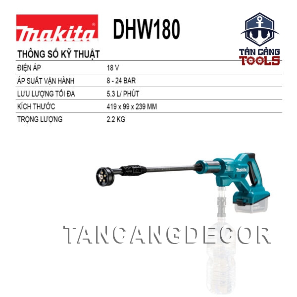 Alternative view of Máy Xịt Rửa Xe Dùng Pin 18V Makita DHW180 ( Thân Máy )