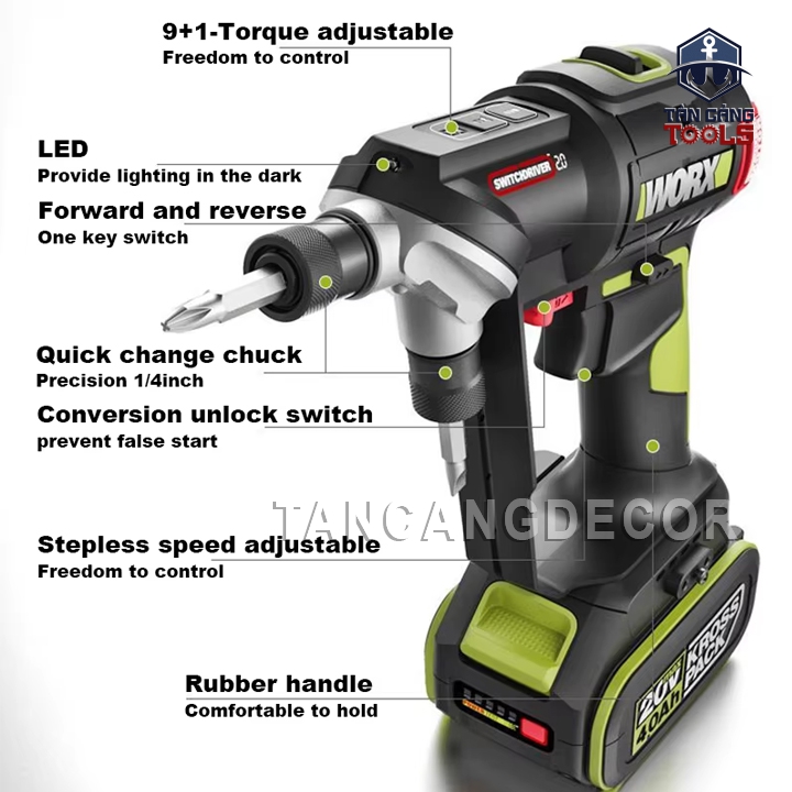Máy Khoan Pin Đa Năng 2 Trong 1 20V Worx WU177 ( Thân Máy ) - Ảnh 4