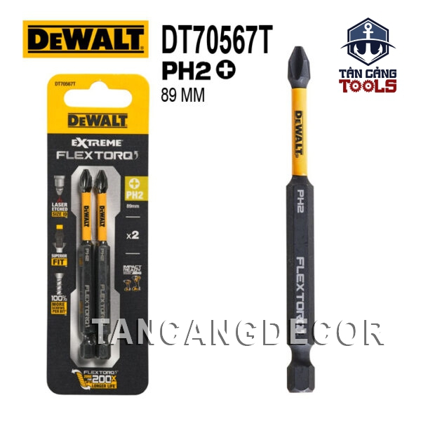 Mũi Bắt Vít FlexTorq PH2 89 mm Dewalt DT70567T ( 1 Cái )