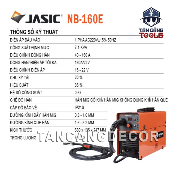 Alternative view of Máy Hàn Mig Bán Tự Động Jacsic NB-160E ( Đầu Liền )