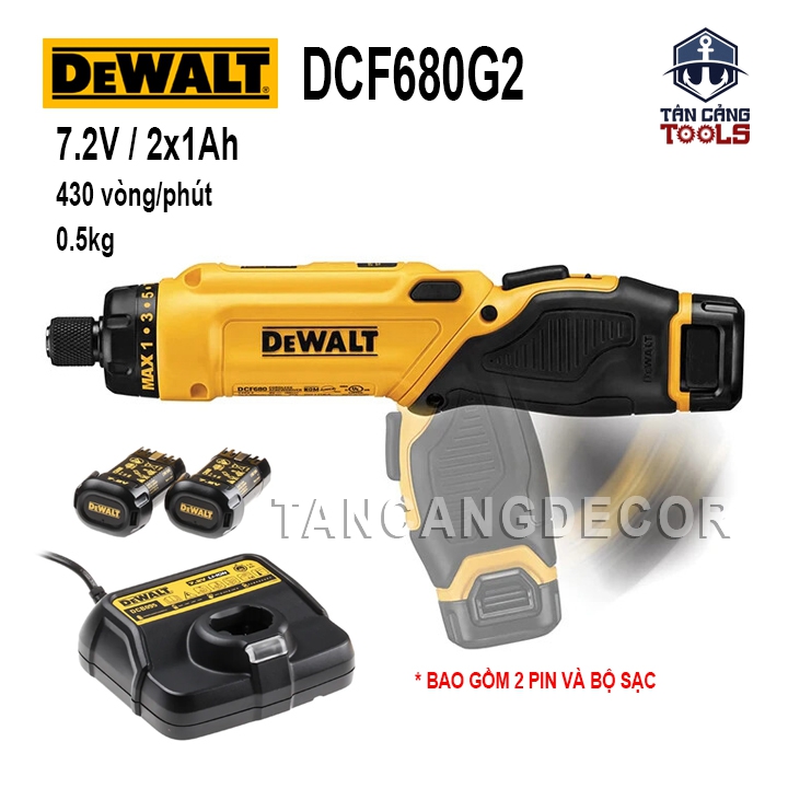 Máy Vặn Vít Điện Tử Dùng Pin 7.2V Dewalt DCF680G2 ( Thân Máy, 2 Pin, 1 Sạc , 1 Túi )