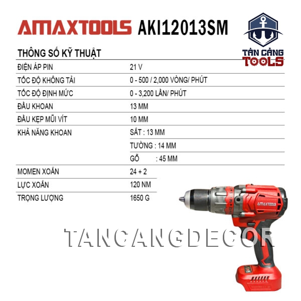 Alternative view of Máy Khoan Động Lực Dùng Pin 21V Amaxtools AKI12013SM ( Thân Máy )