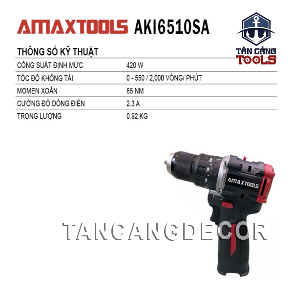 Alternative view of Combo Máy Khoan Dùng Pin 21V Amaxtools AKI6510SA ( Thân Máy, 2 Pin, 1 Sạc Đôi )