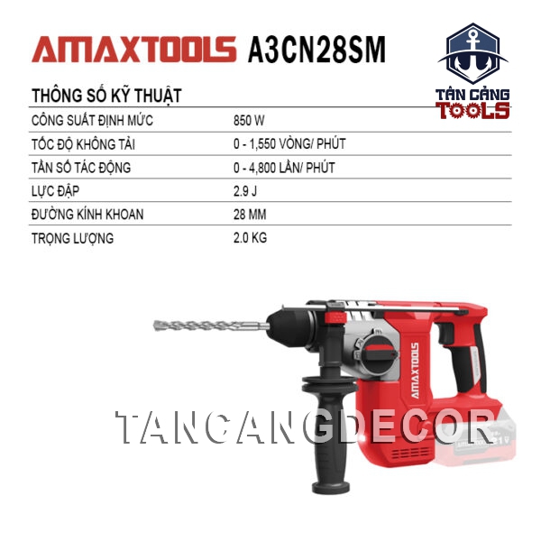 Alternative view of Máy Khoan Bê Tông 3 Chức Năng Dùng Pin 21V Amaxtools A3CN28SM ( Thân Máy )