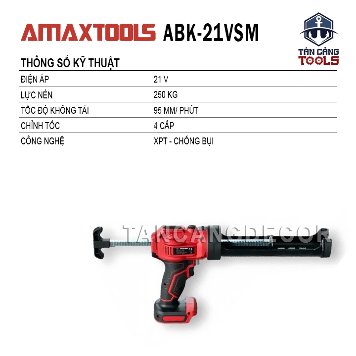 Súng Bắn Keo Dùng Pin 21V Amaxtools ABK-21VSM (Thân Máy) - Ảnh 2
