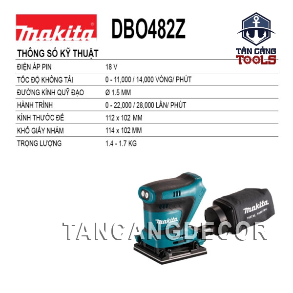Alternative view of Máy Chà Nhám Vuông Dùng Pin Makita 18V DBO482Z ( Thân Máy )