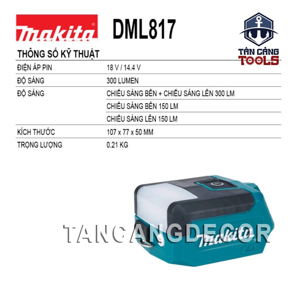 Alternative view of Đèn Led Dùng Pin 18V Makita DML817 ( Thân Máy )