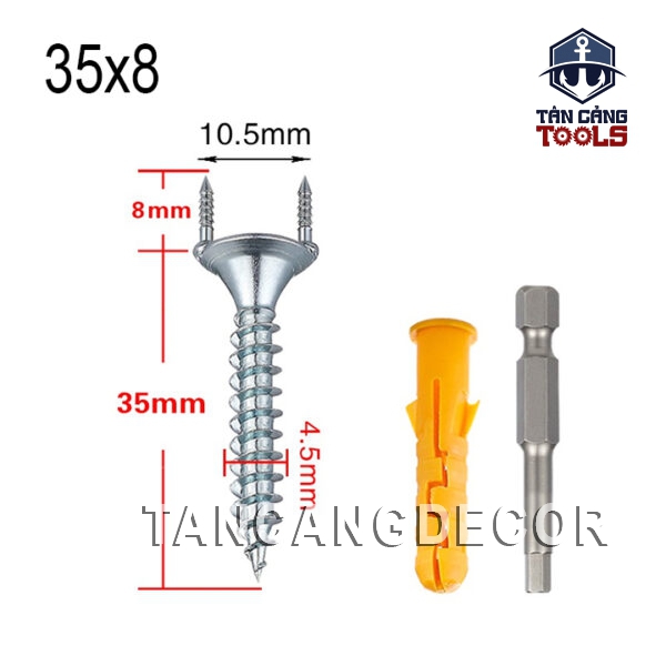 50 Bộ Vít- Tắc Kê Chuyên Dụng Lắp Vách Trang Trí 8 x 35 mm