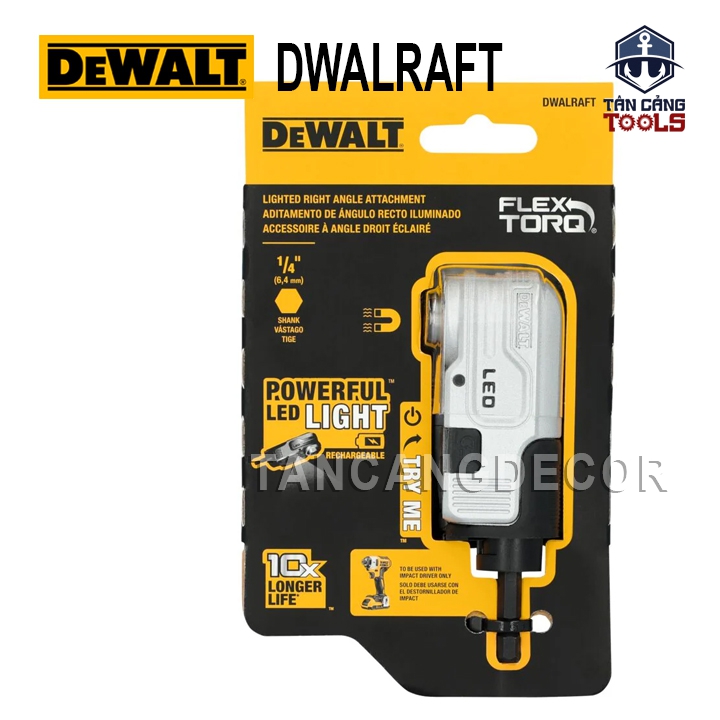 Đầu Chuyển Bắn Vít Góc Trang Bị Đèn Led DeWalt DWALRAFT