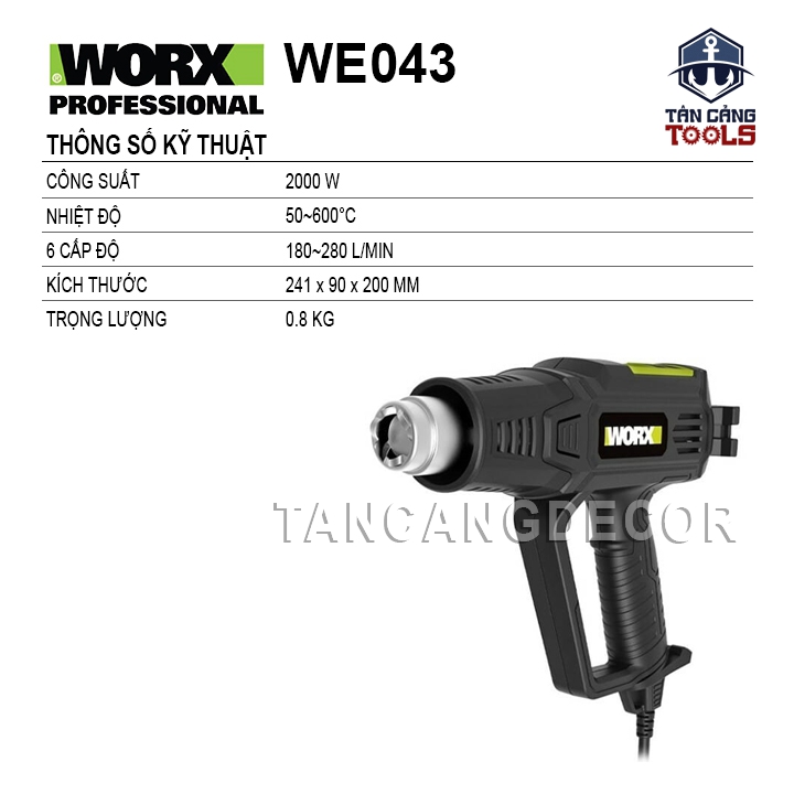 Máy Thổi Nhiệt 6 Cấp Độ WORX WE043 - Ảnh 2