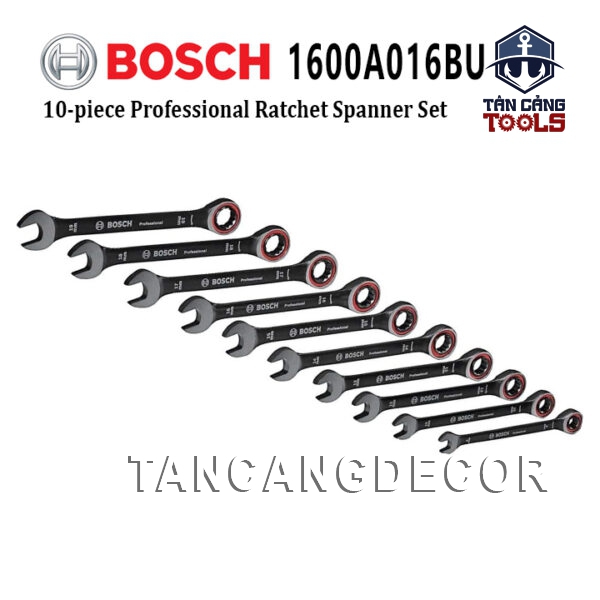 Bộ Cờ Lê 1 Đầu Khóa 1 Đầu Miệng Vòng 10 Chi Tiết Bosch 1600A016BU ( 8, 10, 12, 13, 14, 15, 16, 17, 18, 19 mm )