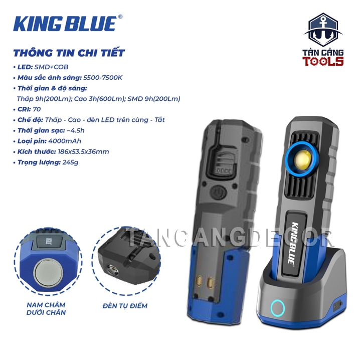 Đèn Pin Chiếu Sáng Sửa Chửa Máy Móc 600 Lumens Kingblue LED600 - Ảnh 2