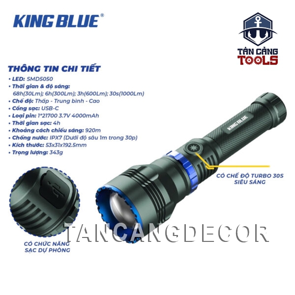 Alternative view of Đèn Pin Chiếu Sáng 1000 Lumens Kingblue LED1000