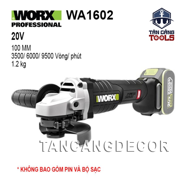 Máy Mài Góc 100 mm Dùng Pin 20V Worx WU806.9 ( Thân Máy )
