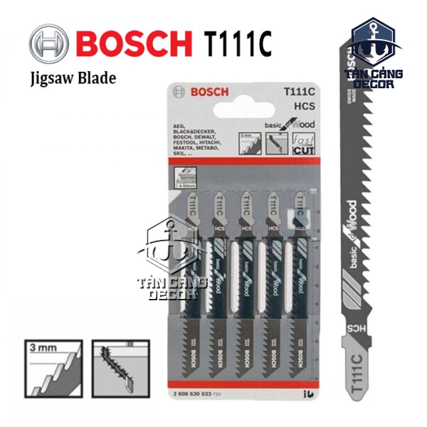 Bộ 5 Lưỡi Cưa Lọng Gỗ Bosch T111C (2608630033)