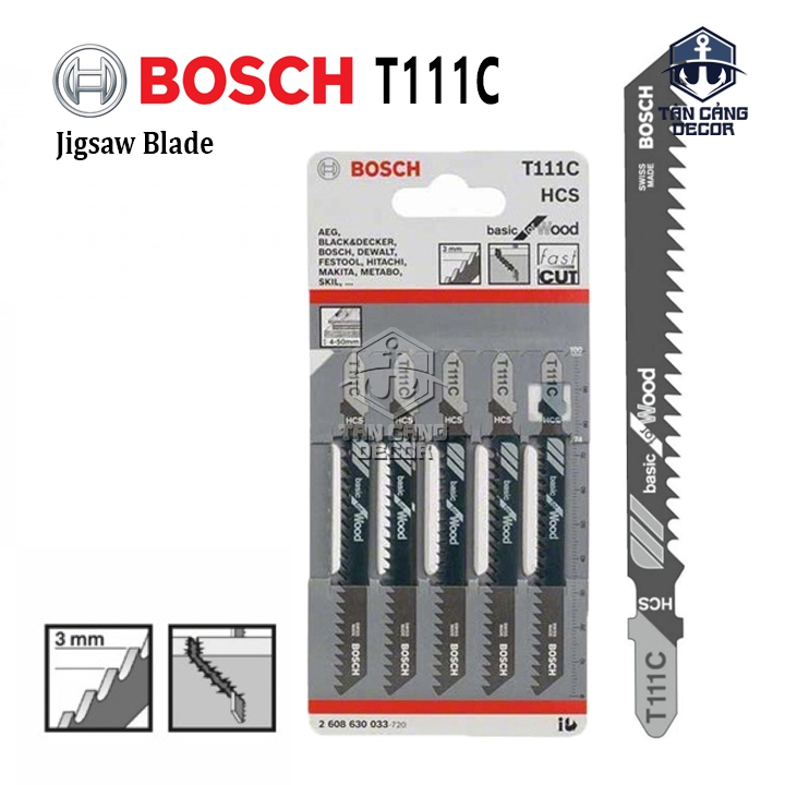 Bộ 5 Lưỡi Cưa Lọng Gỗ Bosch T111C (2608630033)
