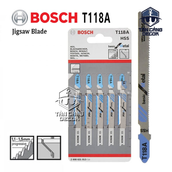 Bộ 5 Lưỡi Cưa Lọng Kim Loại Bosch T118A