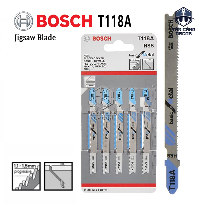 Bộ 5 Lưỡi Cưa Lọng Kim Loại Bosch T118A