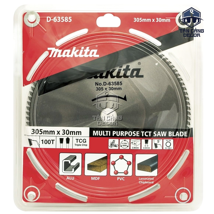 Lưỡi Cắt Nhôm Hợp Kim 305 x 30 mm x 100T Makita D-63585 - Ảnh 3
