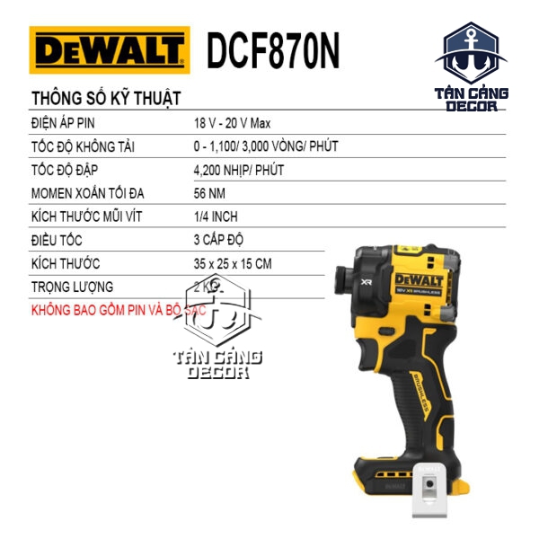 Alternative view of Máy Vặn Vít Búa Dầu Dùng Pin DeWalt 20V DCF870N ( Thân Máy )
