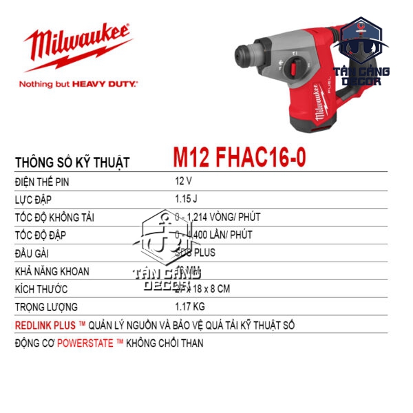 Alternative view of Máy Khoan Bê Tông Dùng Pin Milwaukee M12 FHAC16-0 ( Thân Máy )