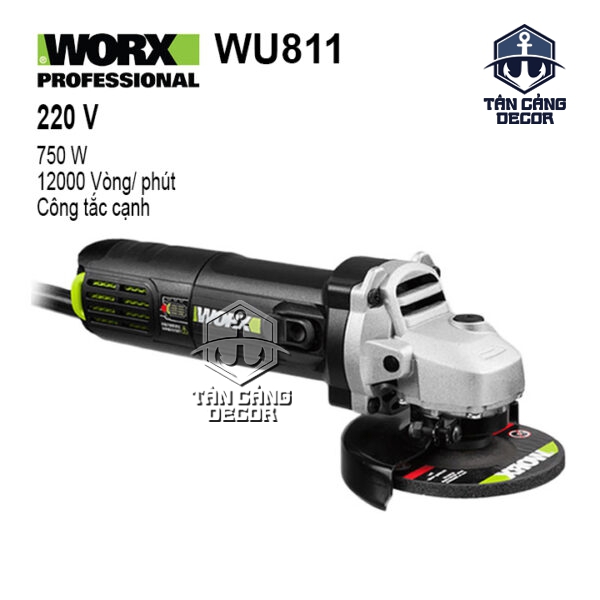 Máy Mài Góc 100 mm Worx WU811 750W ( Công Tắc Hông, Thân Nhỏ )