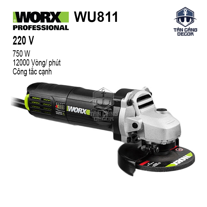 Máy Mài Góc 100 mm Worx WU811 750W ( Công Tắc Hông, Thân Nhỏ )
