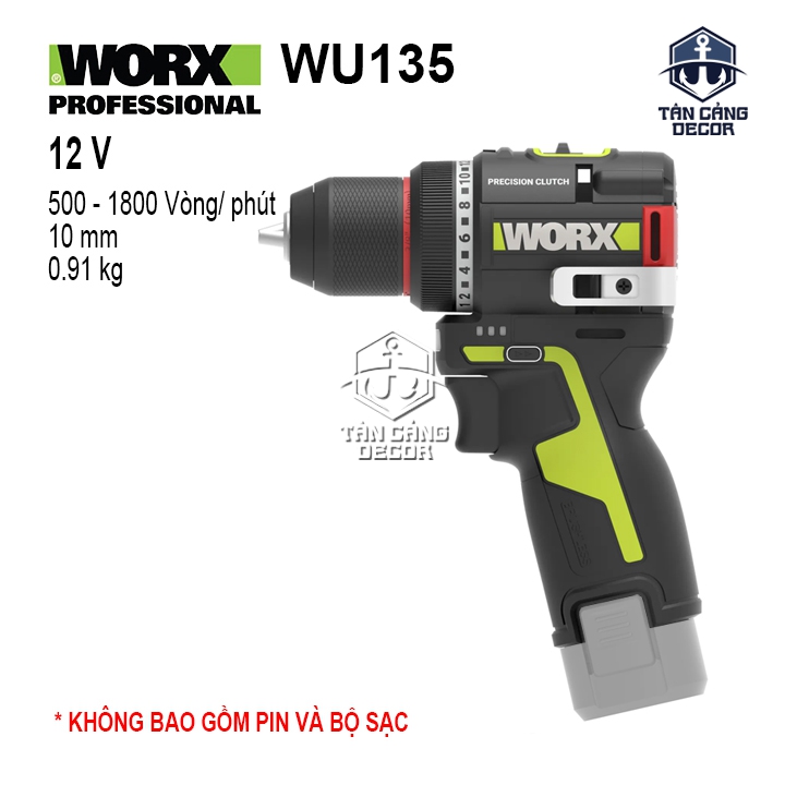 Máy Khoan Dùng Pin 12V Worx WU135 ( Thân Máy )