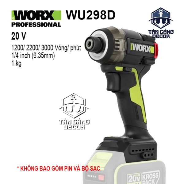 Máy Vặn Vít Búa Dầu Dùng Pin 20V Worx WU298 ( Thân Máy )