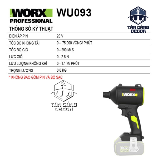 Alternative view of Máy Thổi Phản Lực Dùng Pin 20V Worx WU093 ( Thân Máy )