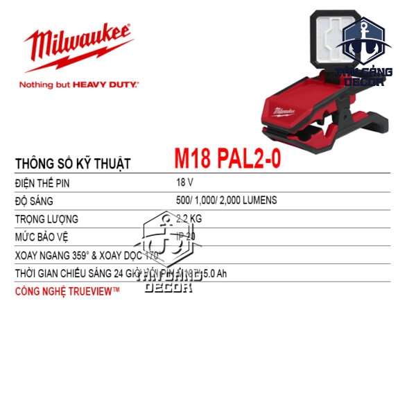 Alternative view of Đèn Pin Dạng Trục Xoay 360 Độ Dùng Pin Milwaukee M18 PAL2 ( Thân Máy )