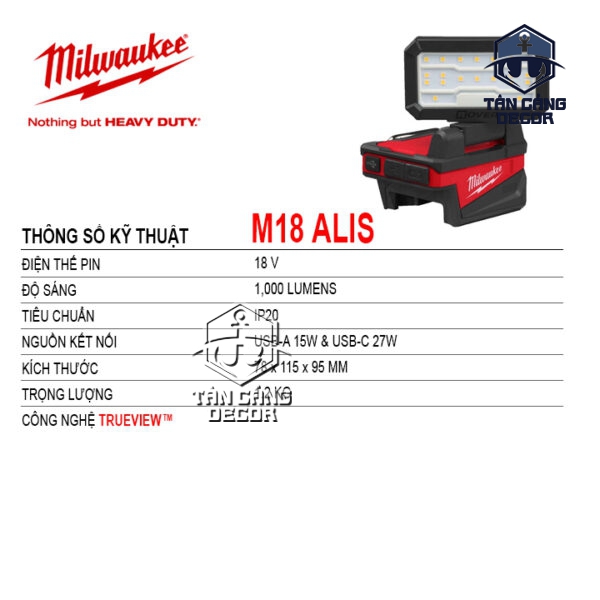 Alternative view of Đèn Led Công Trình Dùng Pin Milwaukee M18 ALIS (Thân Máy)