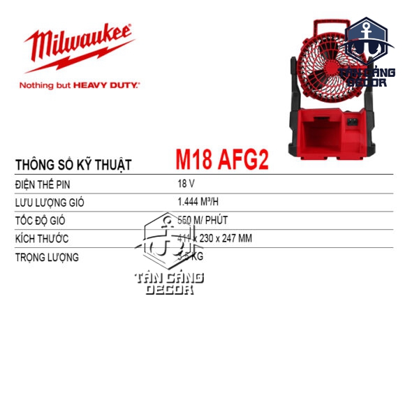 Alternative view of Quạt Dùng Pin Milwaukee M18 AFG2 (Thân Máy)