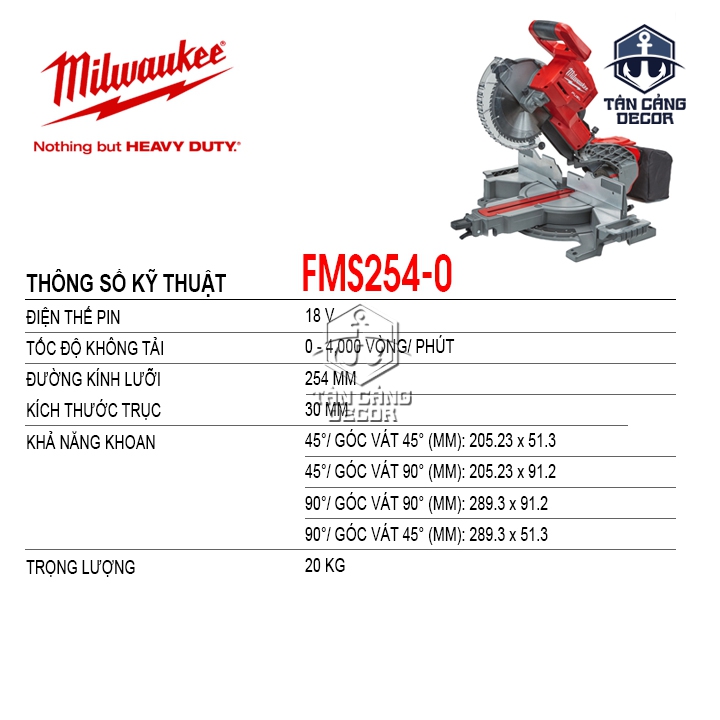Máy Cắt Góc 254 mm Dùng Pin Milwaukee M18 FMS254-0 ( Thân Máy ) - Ảnh 2