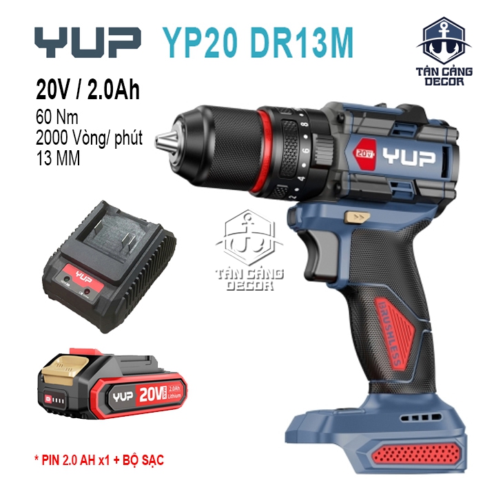 Máy Khoan Động Lực Dùng Pin 13mm YUP YP20 DR13M (1 Pin + 1 Sạc)
