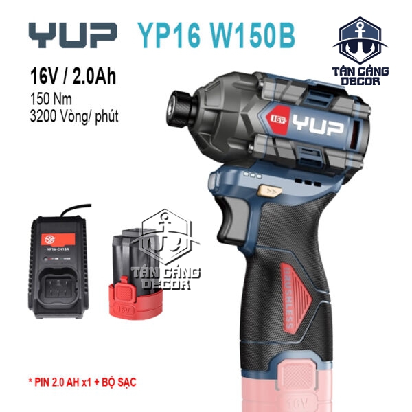 Máy Vặn Vít Dùng Pin YUP YP16 W150B (2 Pin + 1 Sạc)