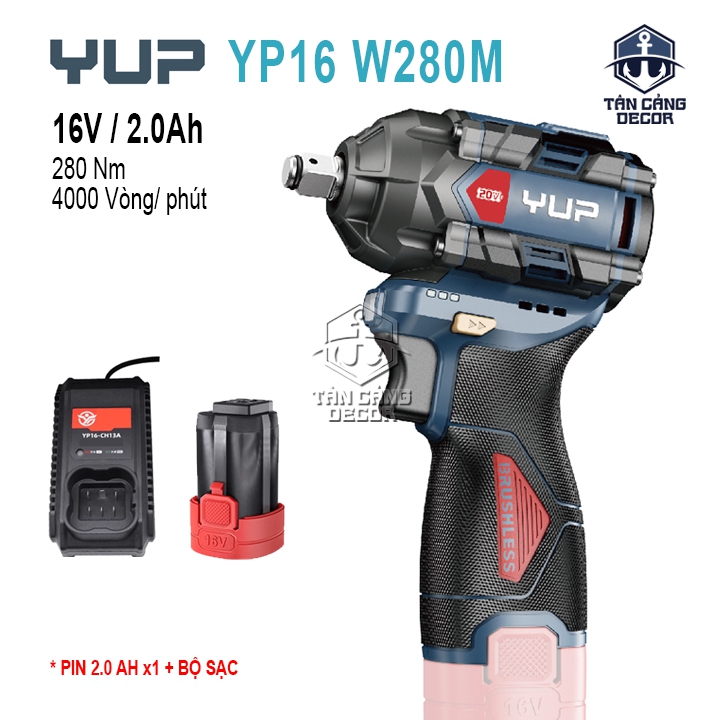 Máy Siết Bu Lông Dùng Pin YUP YP16 W280M (2 Pin + 1 Sạc)