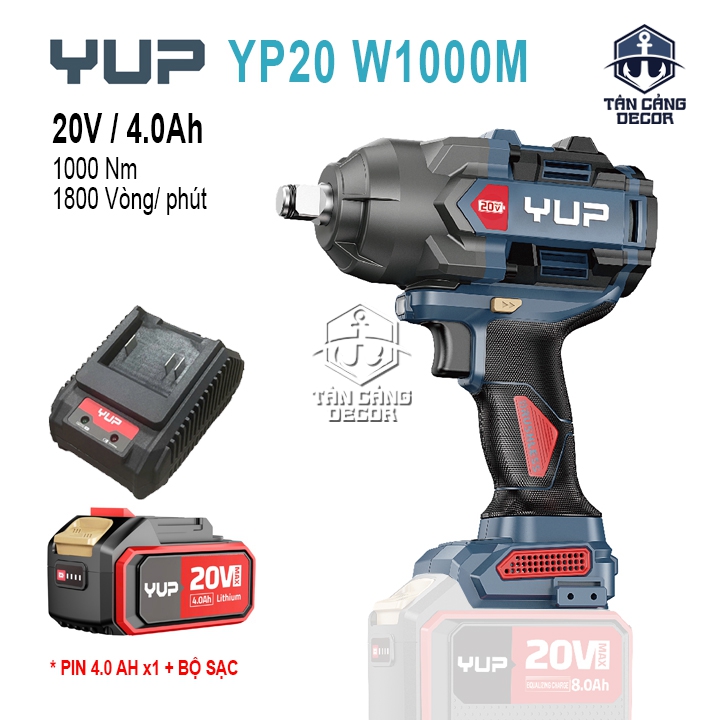 Máy Siết Bu Lông Dùng Pin YUP YP20 W1000M Bản 4.0Ah (1 Pin + 1 Sạc)