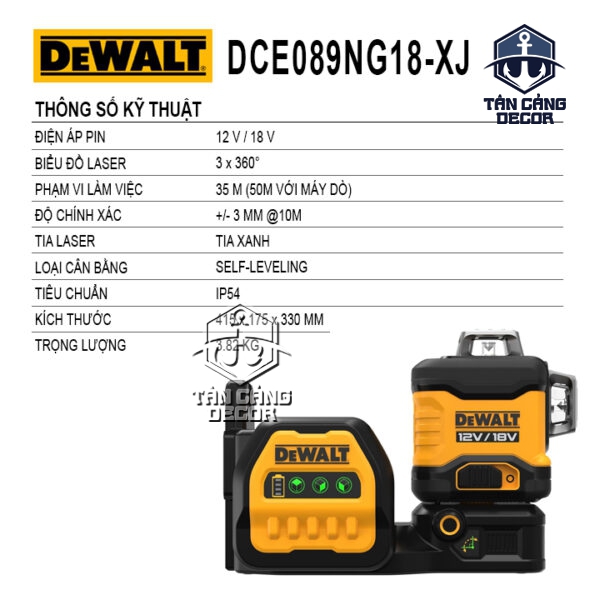 Alternative view of Máy Cân Bằng Lazer 3 Tia Xanh Dùng Pin 12/18V Dewalt DCE089NG18-XJ ( Thân Máy )