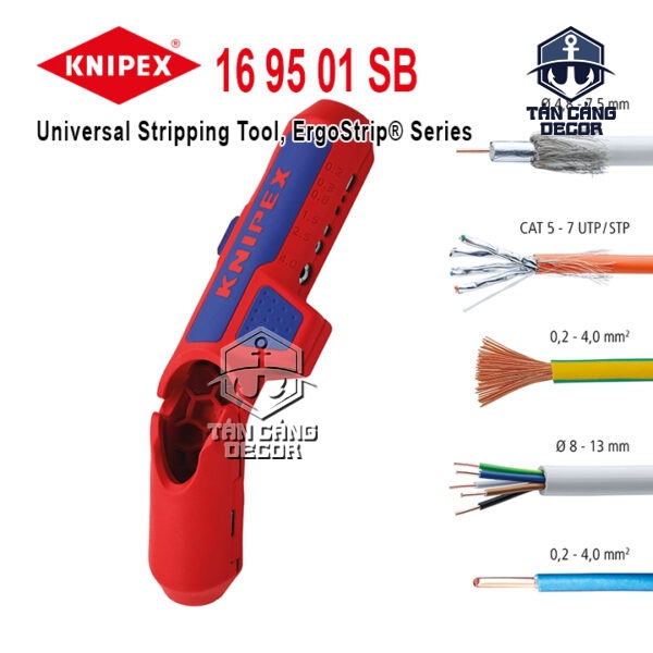Dụng Cụ Tách Dây Knipex ErgoStrip 16 95 01 SB ( Thuận Tay Phải )