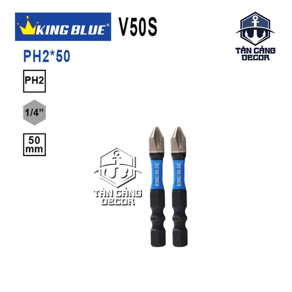 Bộ 2 Mũi Bắt Vít PH2 x 50mm Chống Trượt Kingblue V50S