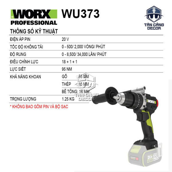 Alternative view of Máy Khoan Động Lực Dùng Pin 20V Worx WU373 ( Thân Máy)