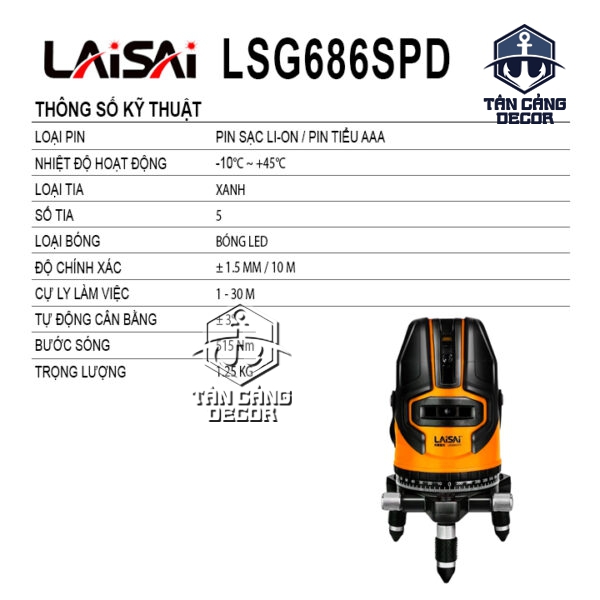 Alternative view of Máy Cân Bằng Lazer 5 Tia Xanh Laisai LSG686SPD