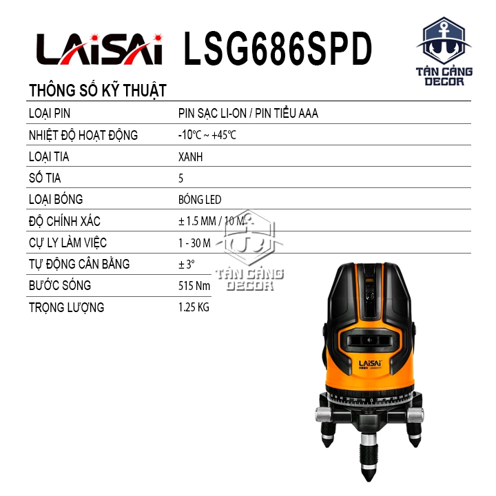 Máy Cân Bằng Lazer 5 Tia Xanh Laisai LSG686SPD - Ảnh 2
