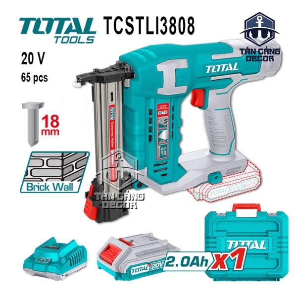 Combo Súng Bắn Đinh Bê Tông ST18 Dùng Pin 20V Total TCSTLI3808 ( 1 Pin 2.0Ah + Sạc Nhanh + Thùng )