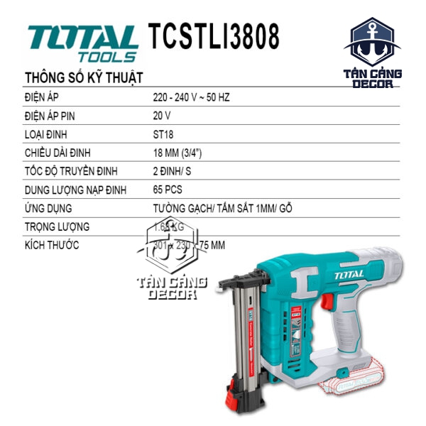 Alternative view of Súng Bắn Đinh Bê Tông ST18 Dùng Pin 20V Total TCSTLI3805 ( Thân Máy )