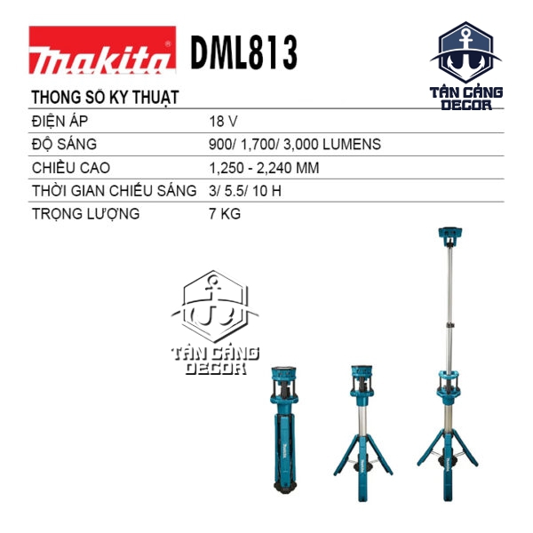 Alternative view of Đèn Công Trường Dùng Pin (18V/14.4V) Makita DML813 (Thân Máy)