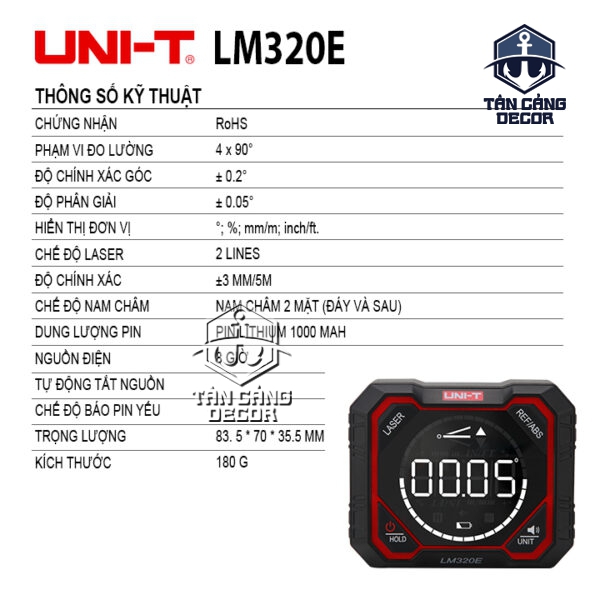 Alternative view of Thước Đo Góc Nghiêng Điện Tử UNI-T LM320E ( Trang Bị 2 Lazer )