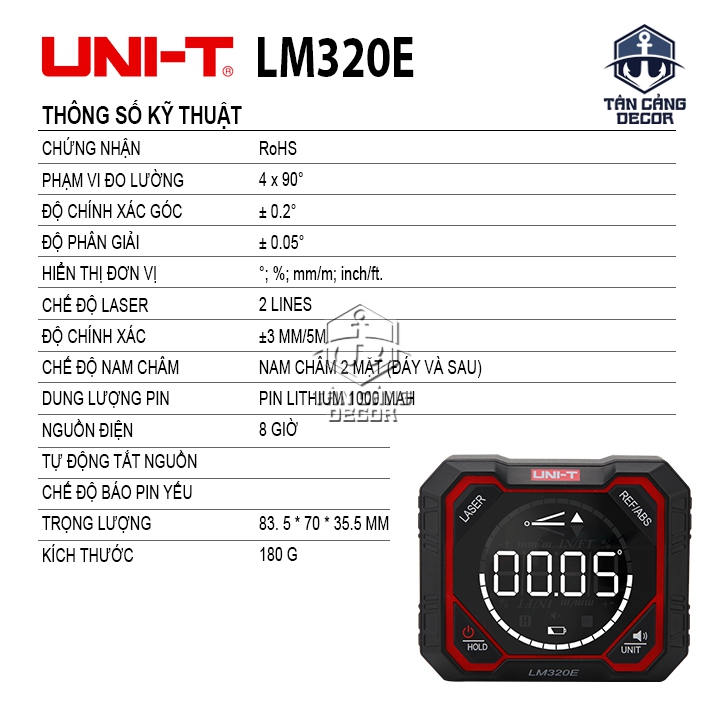 Thước Đo Góc Nghiêng Điện Tử UNI-T LM320E ( Trang Bị 2 Lazer ) - Ảnh 2